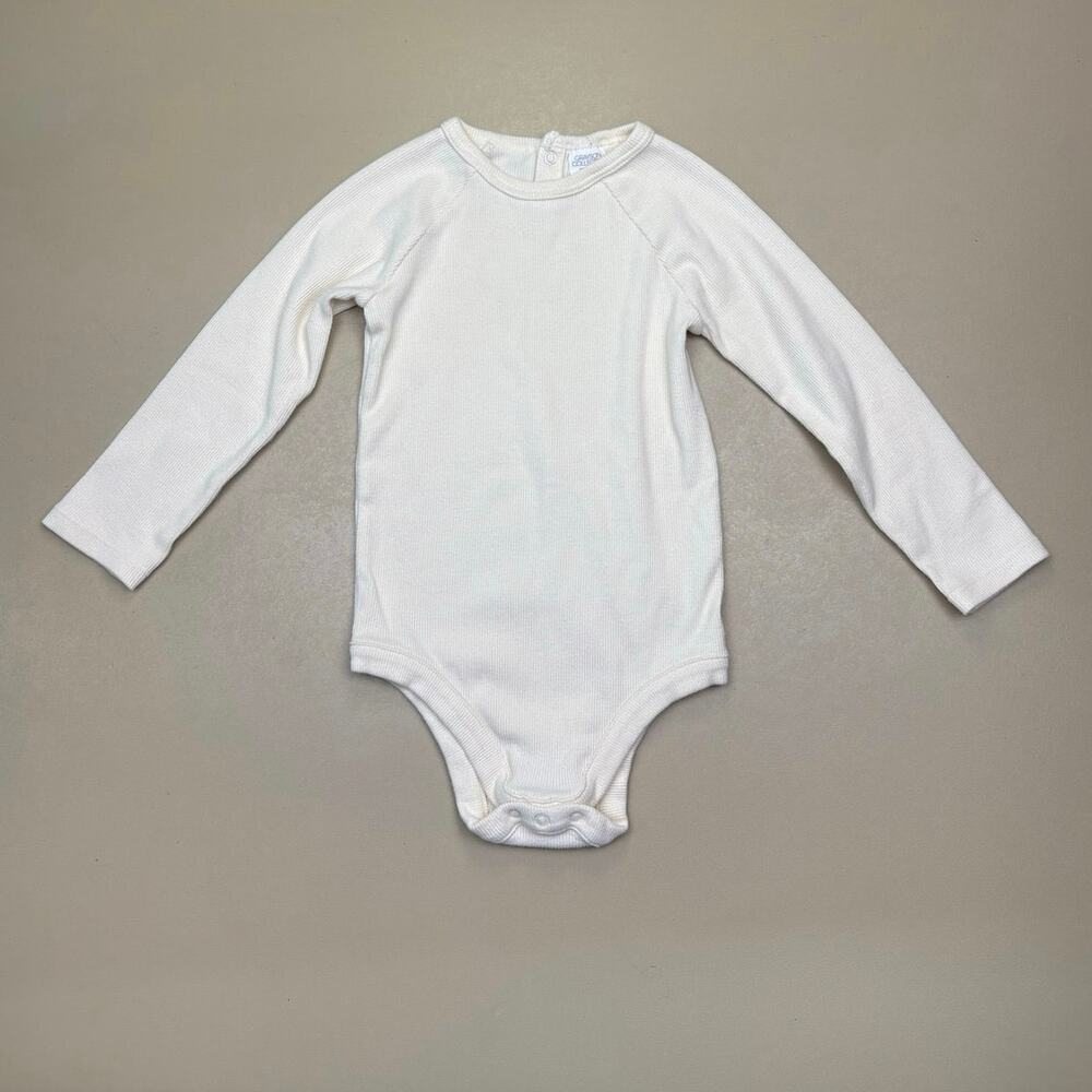 Grayson Collective Baby Bodysuit 24M White Ribbed Long Sleeve One Piece EUC